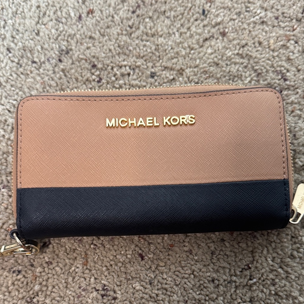 Michael Kors Brown and Black Zip Wallet